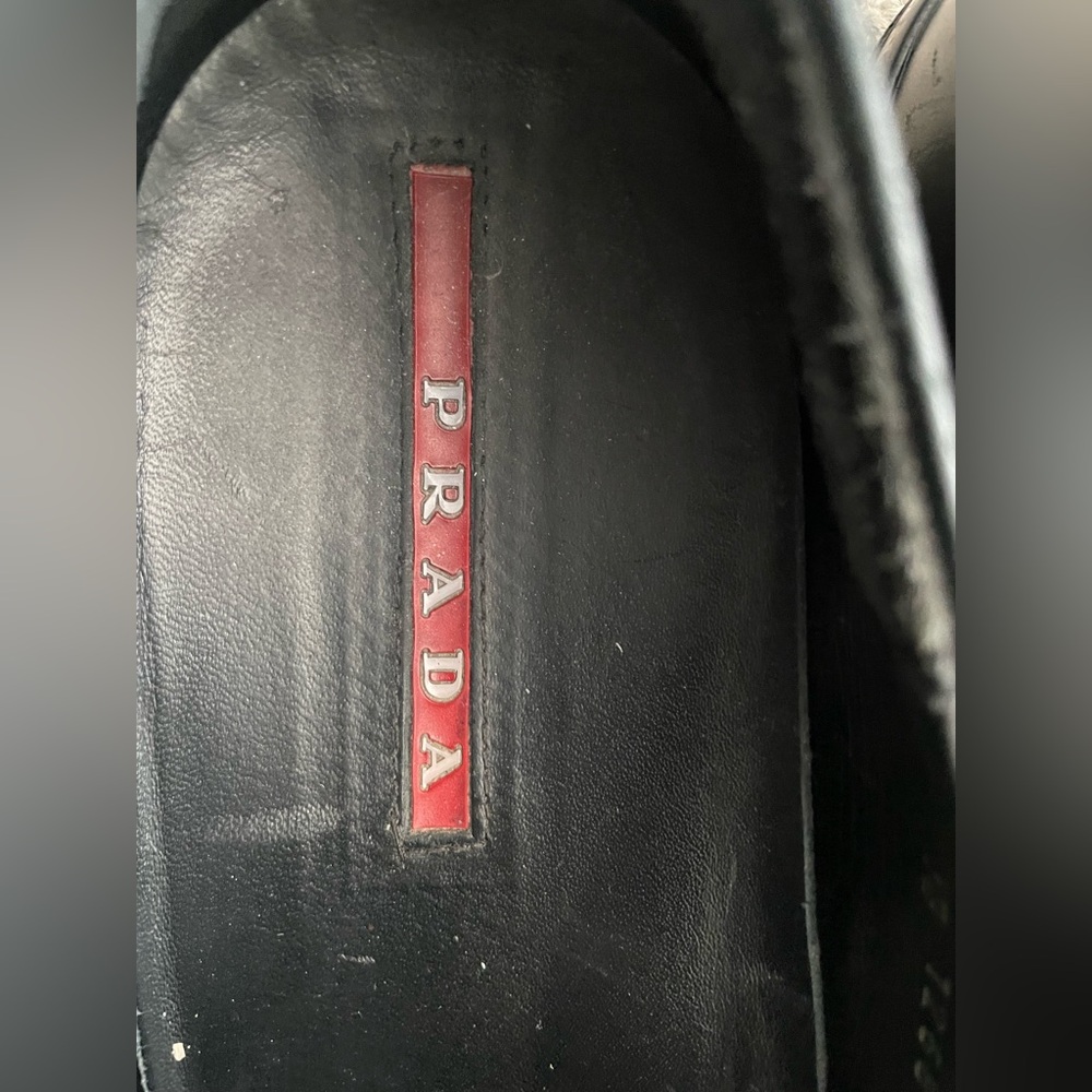 PRADA *LINEA ROSSA* Mens Black Slip On Logo Vamp Loafer With Dust Bag - Picture 6 of 9